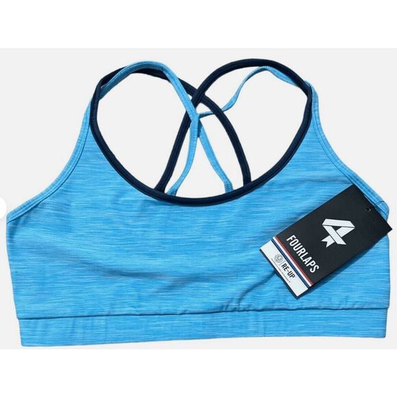 FourLaps NWT size XXL Vitality Sports Bra - River Blue Space Dye - Picture 1 of 4